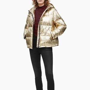 Calvin Klein Gold Metallic Short Puffer